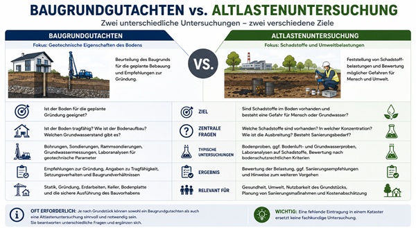 Unterschied zwischen Baugrundgutachten und Altlastenuntersuchung