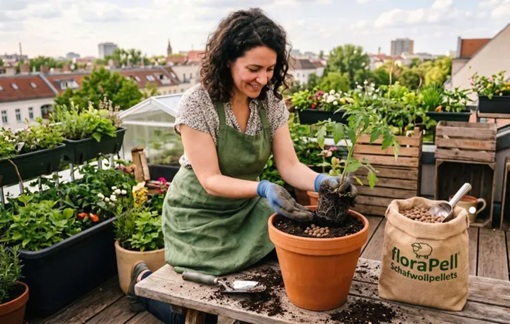 Schafwollpellets, nachhaltige Düngelösung für Balkon und Dachgarten  