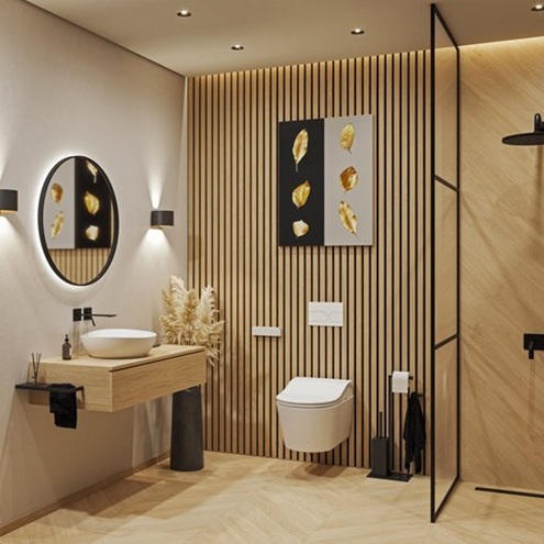 Mit einem Dusch-WC wird das Badezimmer zum Wohlfühlort: Die Intimreinigung mit sauberem, warmem Wasser sorgt für ein Gefühl von Frische und Reinheit.  