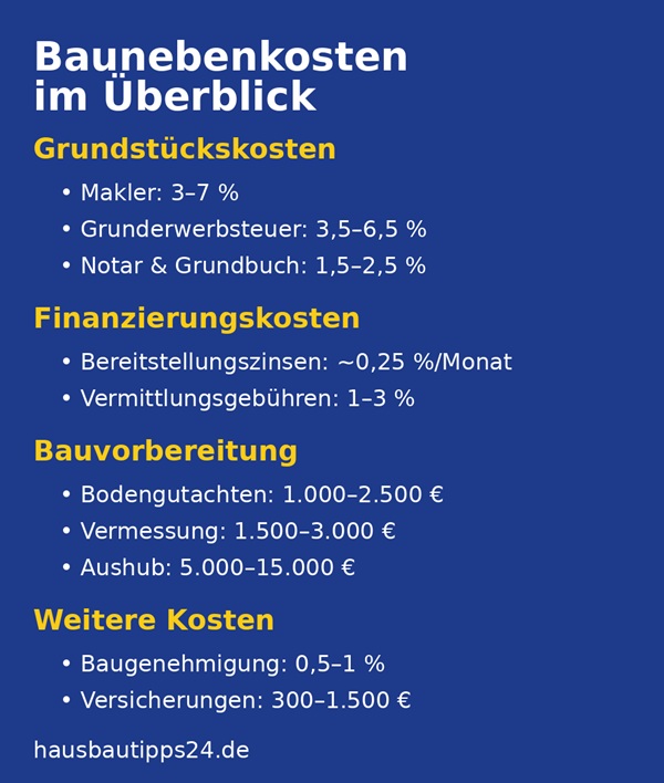 Die diversen Nebenkosten beim Hausbau - Infografik